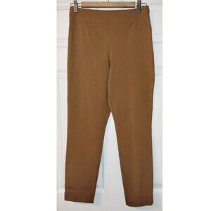Time and Tru Brown Ponte-Style Pants with Side Zipper and Ankle Slit (Size 10)